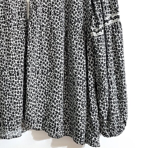 Max Studio Womens Peasant Long Sleeve Top Size 2X Black White Floral Boho Flowy - Picture 4 of 10